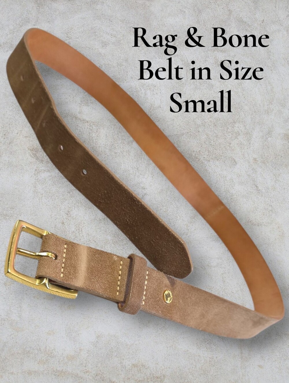 rag & bone New York Classic Suede Leather Belt Size Small Tan Gold